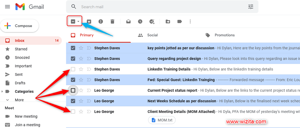 How to delete multiple emails in Gmail - Step - 1 - 5