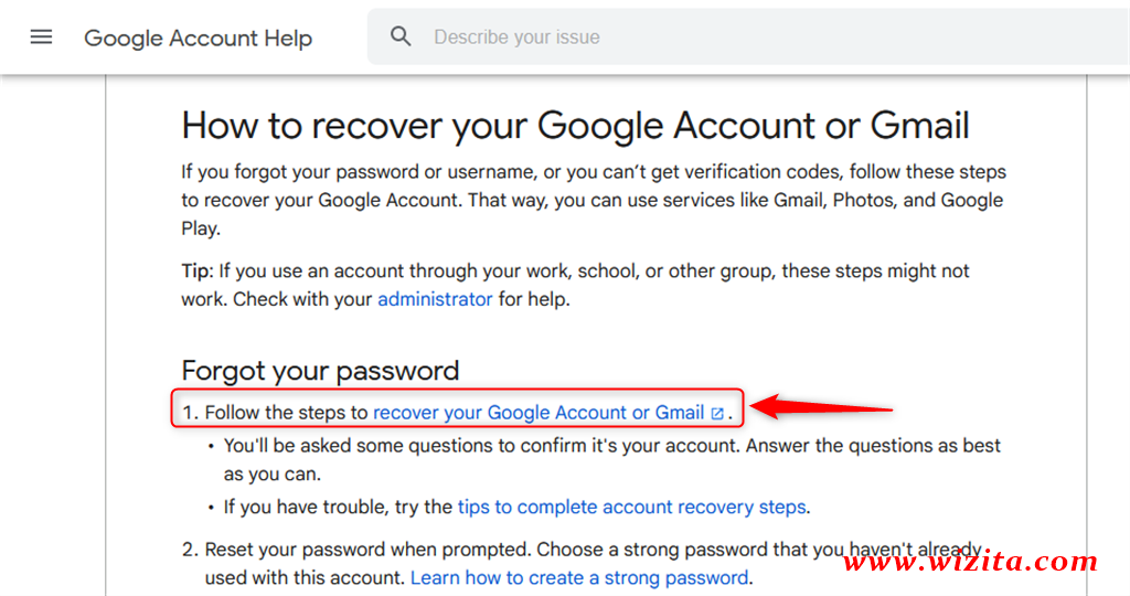 Recovering a deleted Gmail Account - Step - 1 - 2